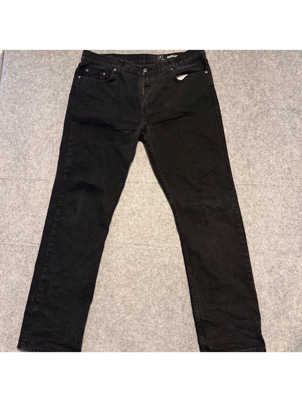 "George Regular Fit Black Denim Jeans Men's Size 36x34 Faded Wash Straight Leg"